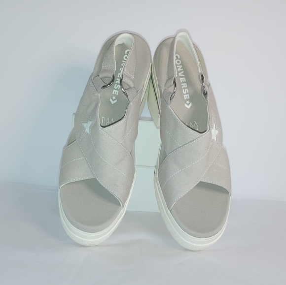 Beige platform heeled converse all stars - Picture 3 of 7